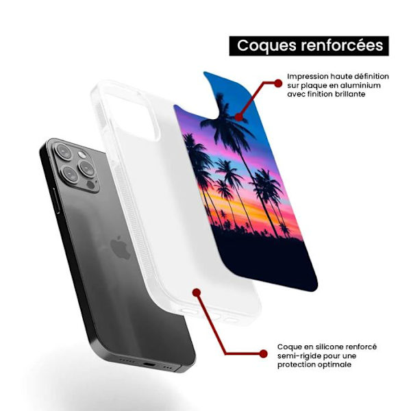Coque i förstärkt silikon med tryck kompatibel med Samsung Galaxy A05S Färgade palmer Transparent