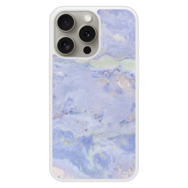 Tålig tryckt silikonfodral kompatibelt med Apple iPhone 15 Pro Marmor Blå Transparent
