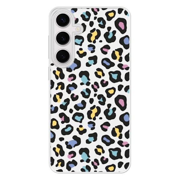 Siliconfodral med förstärkt tryck kompatibel med Samsung Galaxy S24 FE, färgglad leopard Transparent