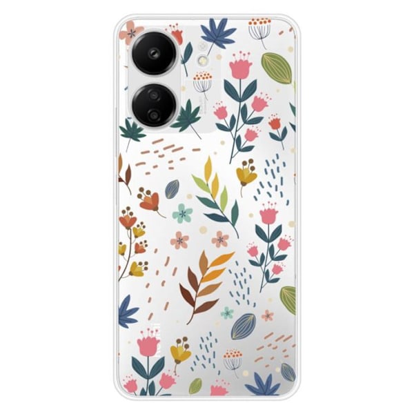 Siliconefodral Med Tryck - 1001 Fodral - Xiaomi Redmi 13C 4G - Färgade Blommor - Mjuk - Optimal Skydd Transparent