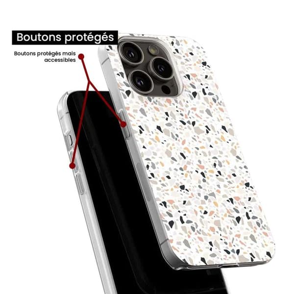 Tryckt silikonfodral som är kompatibelt med Apple iPhone 16 Terrazzo färg Transparent