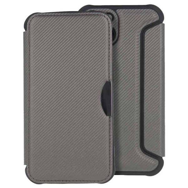 Étui Folio - Smart Carbon - Apple iPhone 16 Pro Max - TPU - Kolfinish - Videostativ silver-
