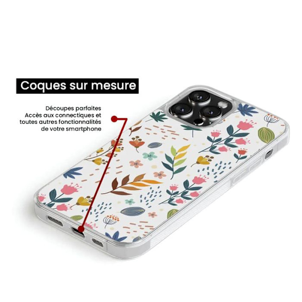 Siliconförstärkt skal med tryck kompatibel med Apple iPhone 15 Pro Max Färgglada blommor Transparent