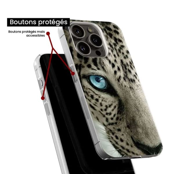 Siliconfodral - Kompatibel med Apple iPhone 15 Pro - leopardöga design Transparent
