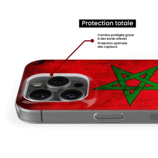 1001Coques - Silikonfodral kompatibelt med Samsung Galaxy A73 5G - Marockansk flaggmönster - Originaldesign tryckt i Frankrike Transparent