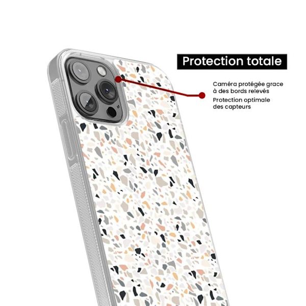 Siliconförstärkt tryckt skal kompatibelt med Apple iPhone 16 Pro Terrazzo färg Transparent