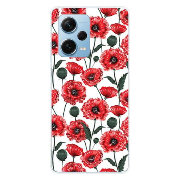 Silikonfodral med tryck - 1001 Fodral - Xiaomi Redmi Note 12 Pro Plus - Vallmo Blommor - Mjuk - Transparent Transparent
