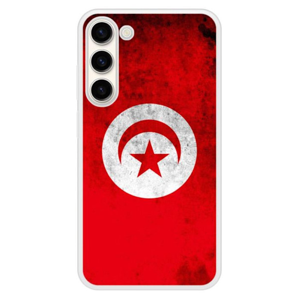 Siliconförstärkt tryckt fodral kompatibel med Samsung Galaxy S23 Plus Tunisiens flagga Transparent