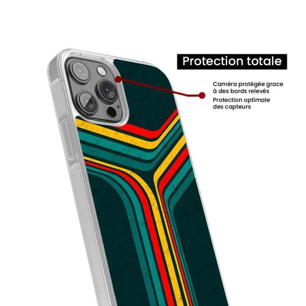Coque i silikon med förstärkta tryck kompatibel med Apple iPhone 13 Pro Max Retro linjer Transparent