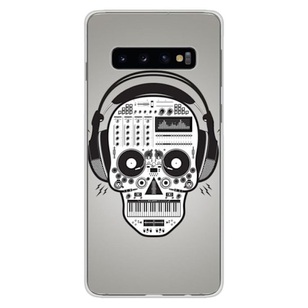 Tryckt silikonfodral kompatibelt Samsung Galaxy S10 Plus Skull Music Transparent