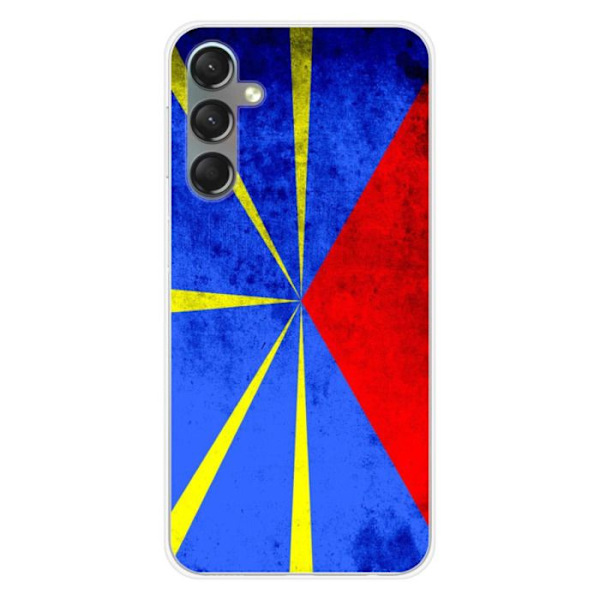 Siliconeöverdrag - Kompatibel med Samsung Galaxy A24 4G - design med La Réunion flagga Transparent