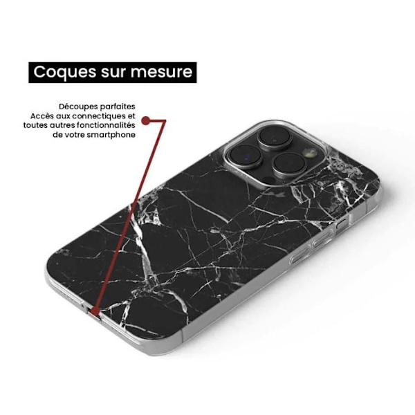 Silicone-skal med tryck kompatibel med Xiaomi Redmi Note 12 Pro Plus Marmor Svart Transparent