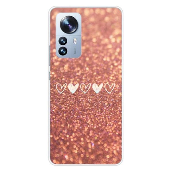Siliconfoder - Kompatibel med Xiaomi Mi 12 Pro - design med hjärtan i glitter Transparent