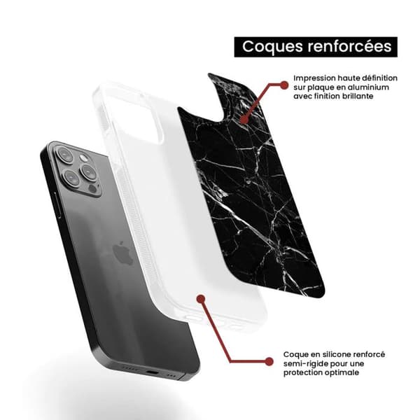 Skyddande silikonfodral med tryck kompatibel med Apple iPhone 13 Pro Max Marmor Svart Transparent