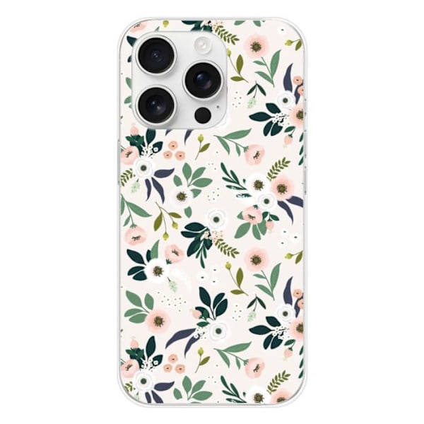 Tryckta Silikonfodral - 1001 Fodral - iPhone 16 Pro - Blommönster - Optimal Skydd - Mjuk Transparent