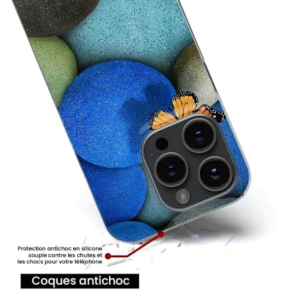 Tryckt silikonfodral som är kompatibelt med Apple iPhone 14 Plus Blue Pebble Butterfly Transparent