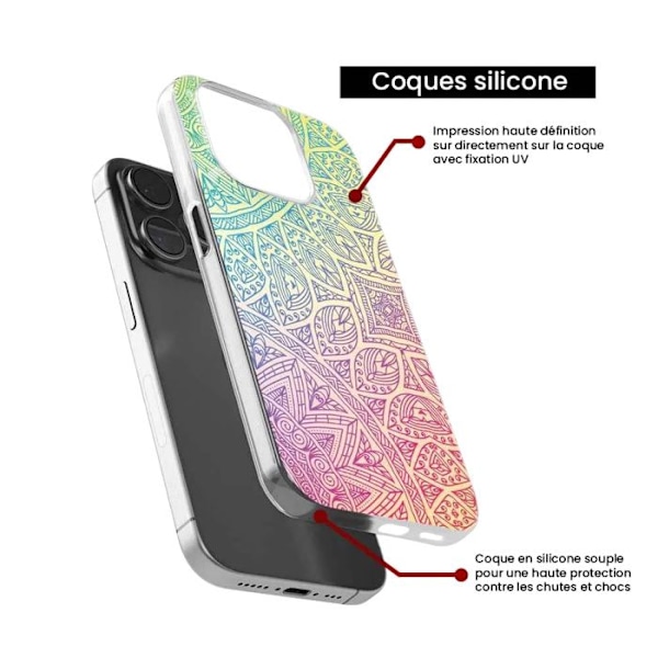Silikonskal med tryck - 1001 skal - Apple iPhone 16 - Pastellmandala - Optimal skydd - Semi-styv Transparent