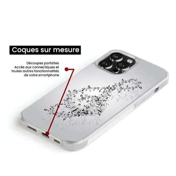 Siliconfodral med förstärkning, tryckt, kompatibel med Apple iPhone 16 Plus Valse des notes Transparent