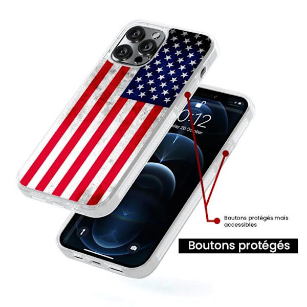 Förstärkt tryckt silikonfodral kompatibelt med Samsung Galaxy A05S USA Flagga Transparent