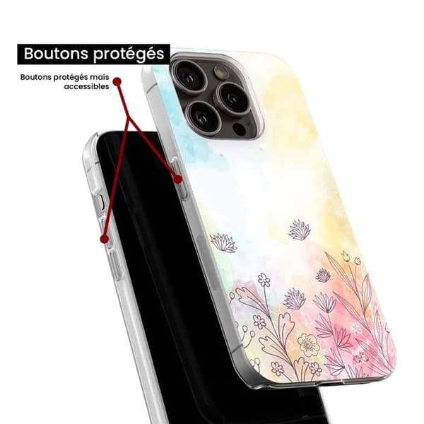 Siliconfodral - Kompatibel med Apple iPhone 14 Plus - design akvarellblommor Transparent