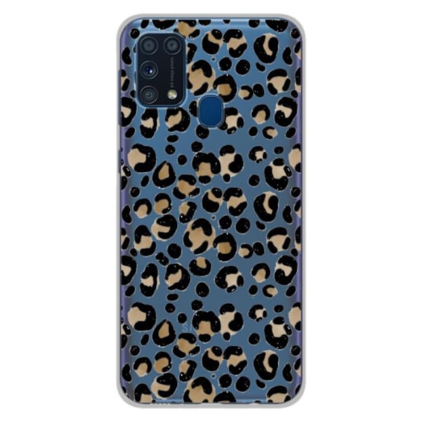 Tryckt silikonfodral som är kompatibelt med Samsung Galaxy M31 Leopard Transparent