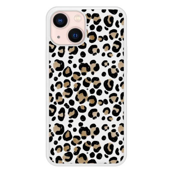 Förtjockad silikonfodral med tryck kompatibel med Apple iPhone 13 Mini Leopard Transparent