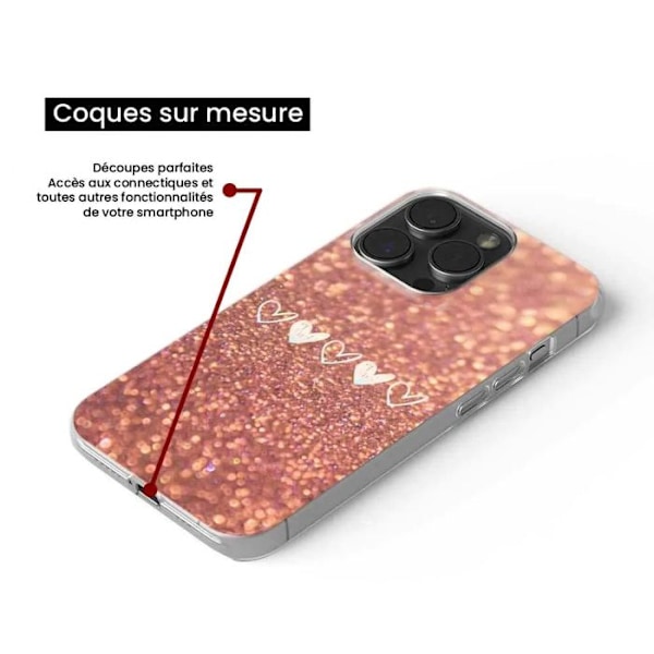 Tryckt silikonfodral som är kompatibelt med Samsung Galaxy A25 Heart glitter Transparent