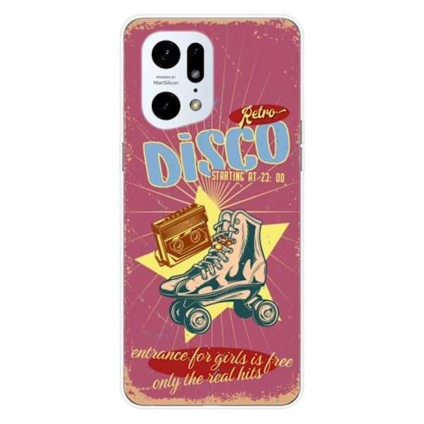 Siliconefodral med tryck - 1001 skal - Oppo Find X5 Pro - Flerfärgad - Retro-disco mönster - Halvstyv Transparent