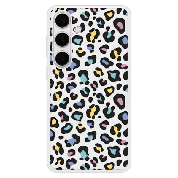 Förstärkt silikonfodral med tryck, kompatibelt med Samsung Galaxy S24 Plus, färgglad leopard. Transparent