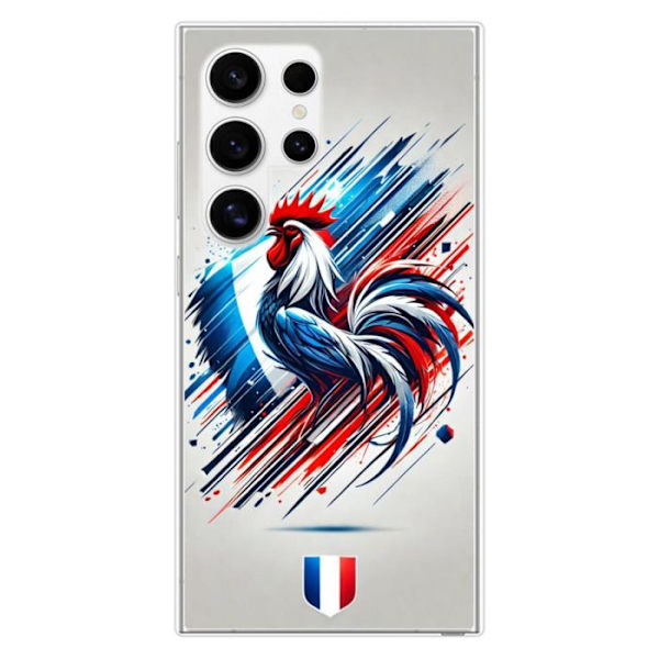 Siliconförstärkt tryckt skal kompatibelt med Samsung Galaxy S24 Ultra Coq Français Transparent