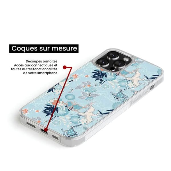Förstärkt silikonfodral med tryck kompatibelt med Apple iPhone 14 Plus Kimono Transparent