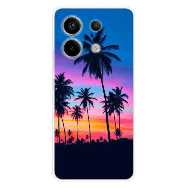 Siliconskal - Kompatibel med Xiaomi Redmi Note 13 Pro 5G - design med färgglada palmer Transparent