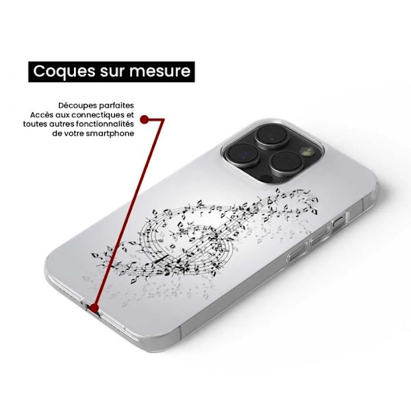 Tryckt silikonfodral som är kompatibelt med Samsung Galaxy A34 5G Vals av noter Transparent