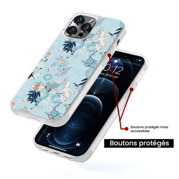Siliconeförstärkt tryckt skal kompatibelt med Apple iPhone 13 Pro Max Kimono Transparent