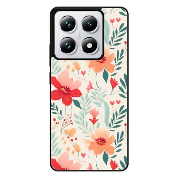 Siliconförstärkt skal med tryck kompatibelt med Xiaomi 14T 4G Blomvägg Transparent