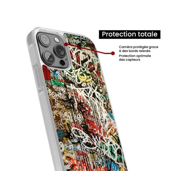 Coque i silikonförstärkt tryckt kompatibel med Apple iPhone 15 Plus Graffiti 1 Transparent