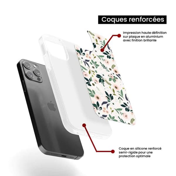 Siliconförstärkt skyddshölje med tryck kompatibelt med Apple iPhone 15 Pro Blommor Transparent