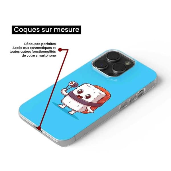1001Coques - Silikonfodral kompatibelt med Apple iPhone 11 Pro Max - Glad sushi-mönster - Originaldesign tryckt i Frankrike Transparent