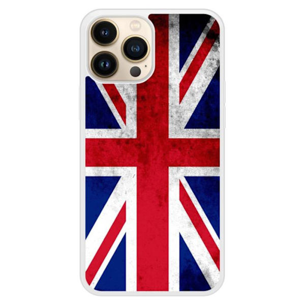 Siliconfodral med förstärkt tryck kompatibel med Apple iPhone 13 Pro Max Storbritannien Flagga Transparent