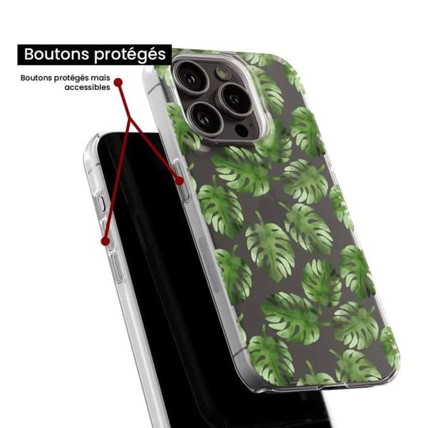 Siliconfodral - Kompatibel med Samsung Galaxy A24 4G - design med monstera-löv Transparent