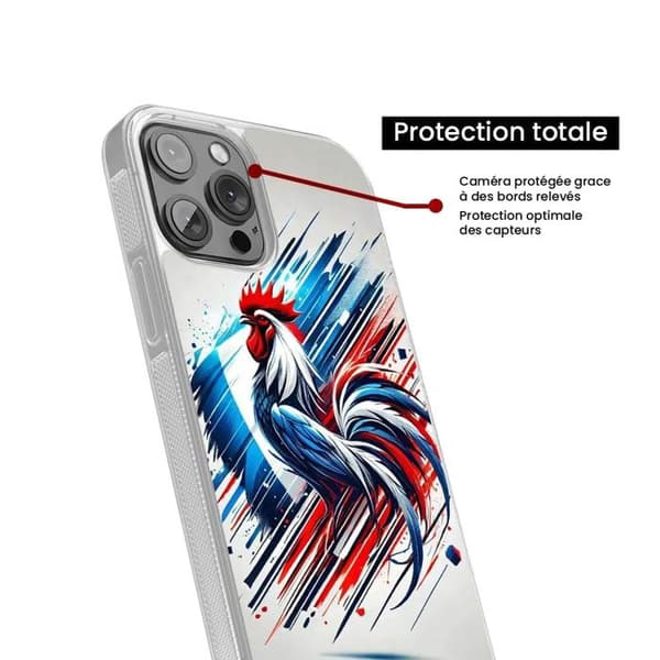 Förstärkt silikonfodral med tryck kompatibelt med Apple iPhone 13 Pro Coq Français Transparent