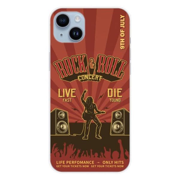 Siliconfodral - Kompatibel med Apple iPhone 15 Plus - rock and roll-design Transparent