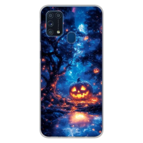 Tryckt silikonfodral som är kompatibelt med Samsung Galaxy M31 HA Pumpkin Forest Flerfärgad