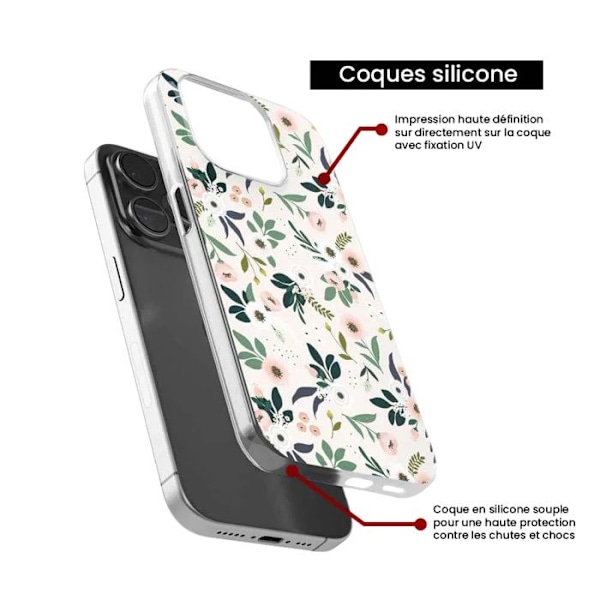 Siliconfodral med tryck - 1001 Fodral - Xiaomi Redmi Note 13 4G - Blommönster - Optimal skydd - Flexibel Transparent