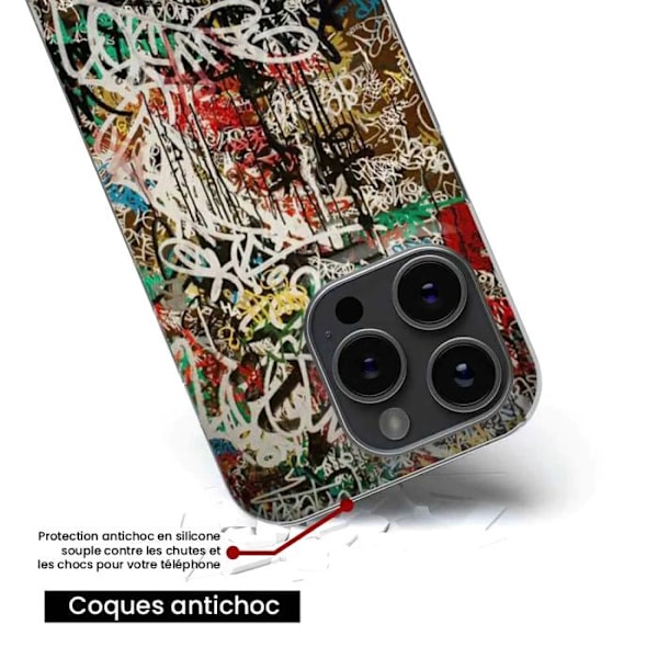 Tryckt silikonfodral som är kompatibelt med Apple iPhone 14 Plus Graffiti 1 Transparent