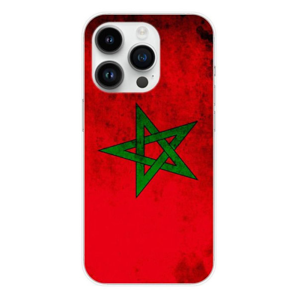 Siliconfodral - Kompatibel med Apple iPhone 14 Pro - design med marockanskt flagga Transparent