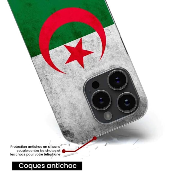 Siliconfodral - Kompatibel med Apple iPhone 14 Pro - design med algerisk flagga Transparent