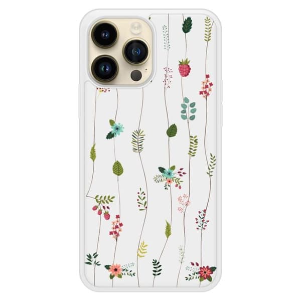 Förstärkt silikonfodral med blommönster kompatibelt med Apple iPhone 14 Pro Max Transparent