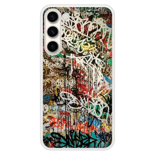Siliconfodral med förstärkt tryck kompatibel med Samsung Galaxy S23 Plus Graffiti 1 Transparent