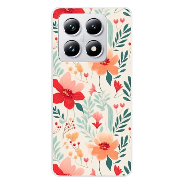 Siliconfodral med tryck - 1001 Fodral - Xiaomi 14T 4G - Blommönster - Optimal skydd - Mjuk Transparent